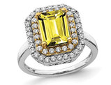 2.30 Carat (ctw) Lab-Created Yellow Sapphire Engagement Ring in 14K White Gold with Lab Grown Diamonds (SIZE 7)